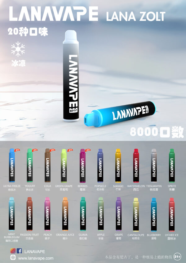 LANA ZOLT抛弃式8000口一次性✨可充電🔋超大容量👍時尚單品🔥活動滿10送1