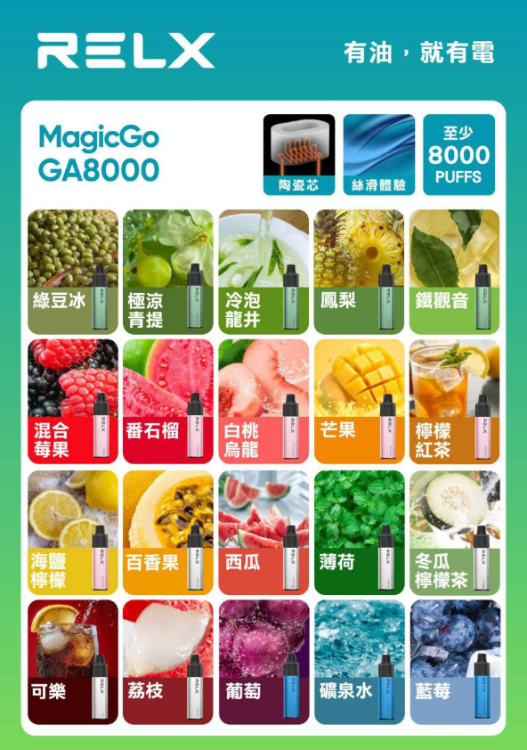 🔥RELX 悅刻拋棄式GA8000口 有油就有電 透明油艙 高顔值（免充電）